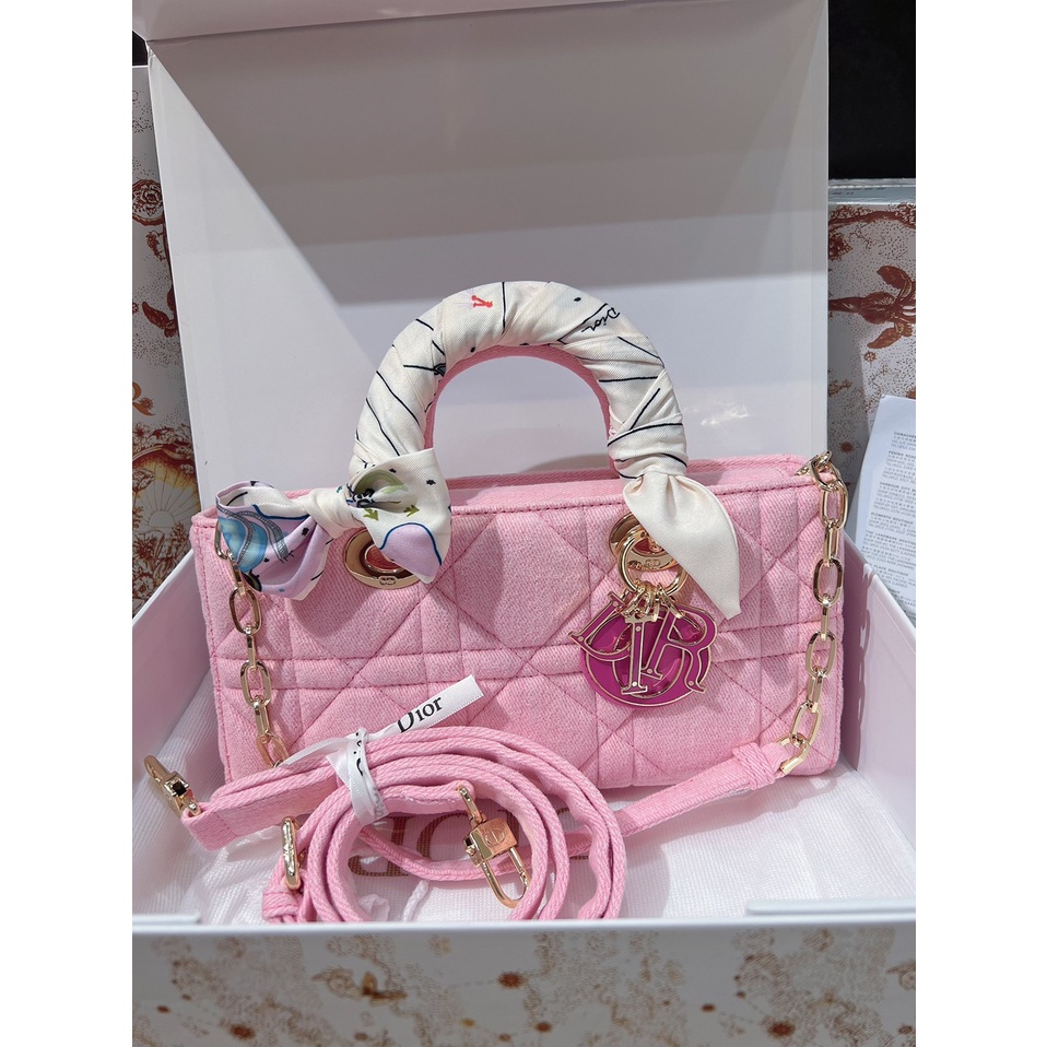 Túi Xách Di.or La.dy Size 27cm Màu Hồng