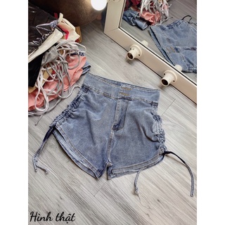Quần short jean rút dây 2 bên