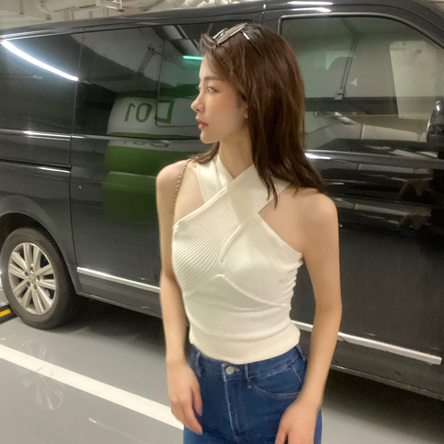 SUXI Áo hai dây dệt kim dễ thương phong cách Hàn Quốc thời trang cho nữ