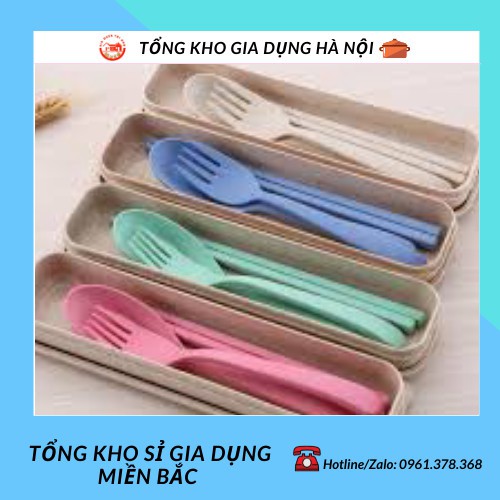 Bộ thìa , dĩa, đũa 3 chi tiết bằng lúa mạch TỔNG KHO SỈ GIA DỤNG 88