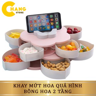 Khay Đựng Mứt Tết 1 Tầng, 2 Tầng  Hộp Đựng Mứt Bánh Kẹo Hình Cánh Hoa Tự Xoay Đẹp Mắt Sang Trọng