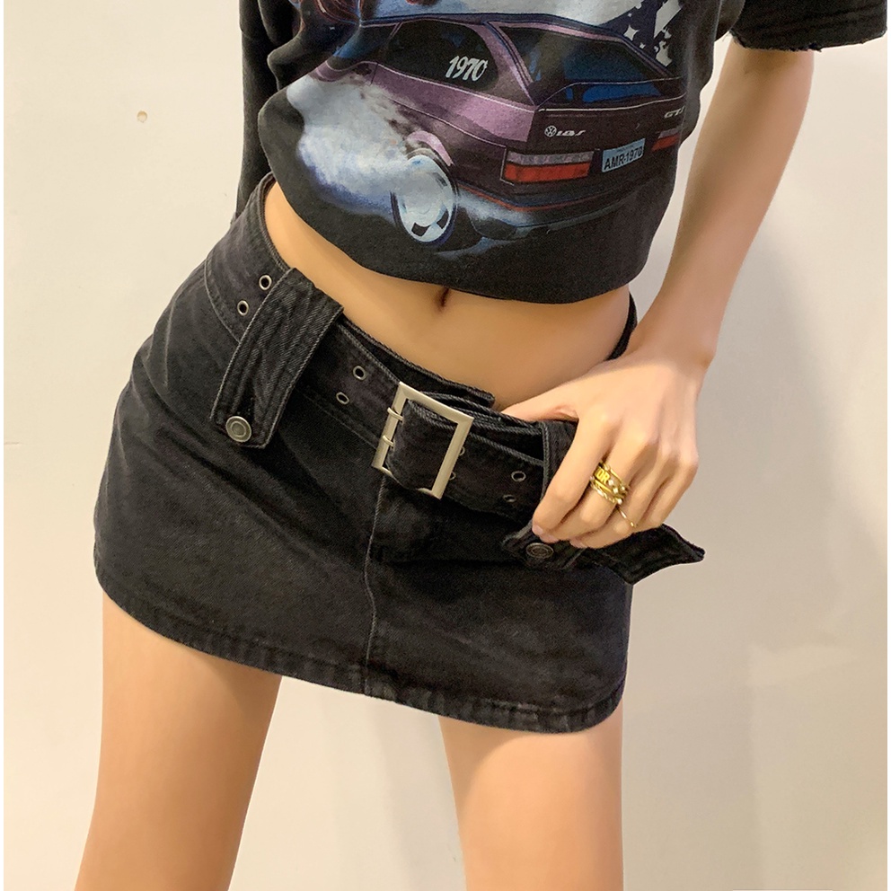 Chân Chân Váy Lưng Thấp Màu Trơn Thời Trang Đường Phố Cá Tính Cho Nữ