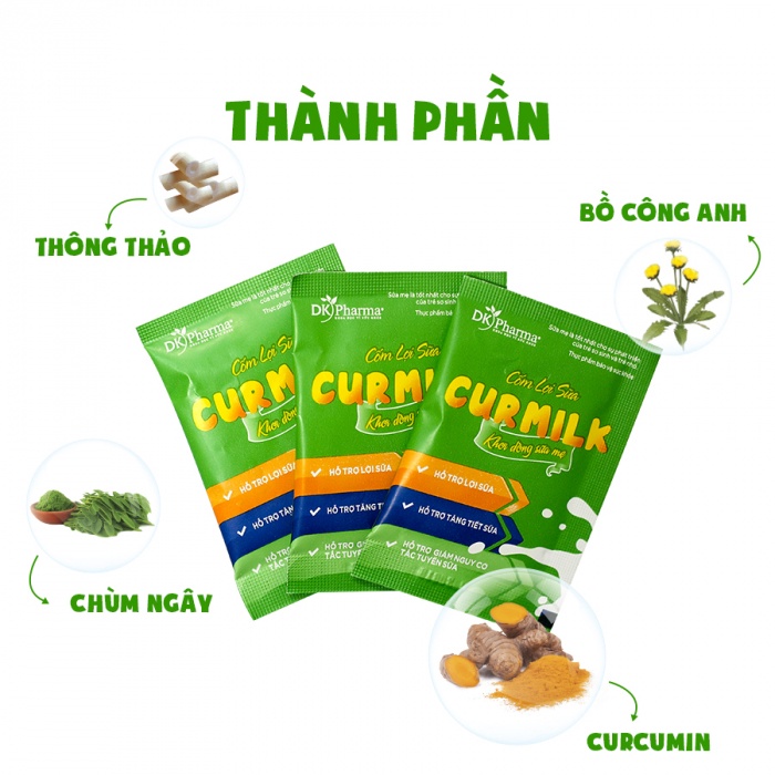 Cốm lợi sữa Curmilk 20 gói/hộp với chiết xuất hoàn toàn tự nhiên