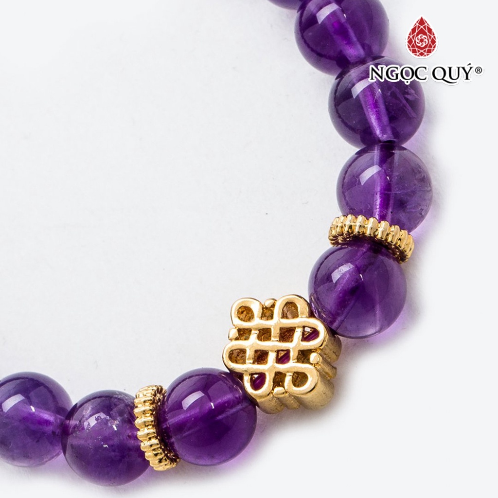 Vòng tay TA tím charm kết đồng tâm - Ngọc Quý