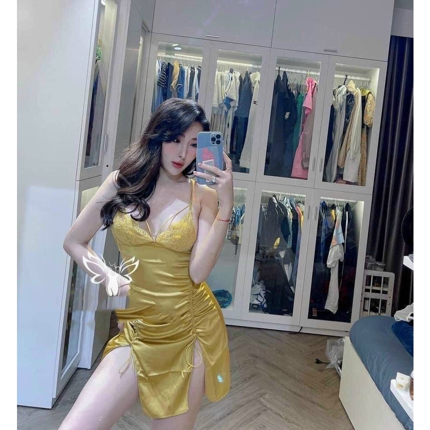 (M.30) Váy ngủ hai dây lụa satin sexy cao cấp Đầm mặc nhà gợi cảm quyến rũ