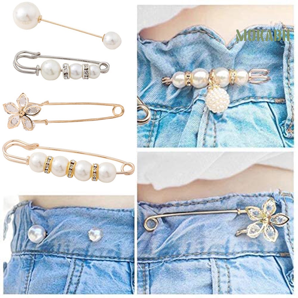 Set 5 Ghim Cài Áo Đính Ngọc Trai Giả Thời Trang Nữ