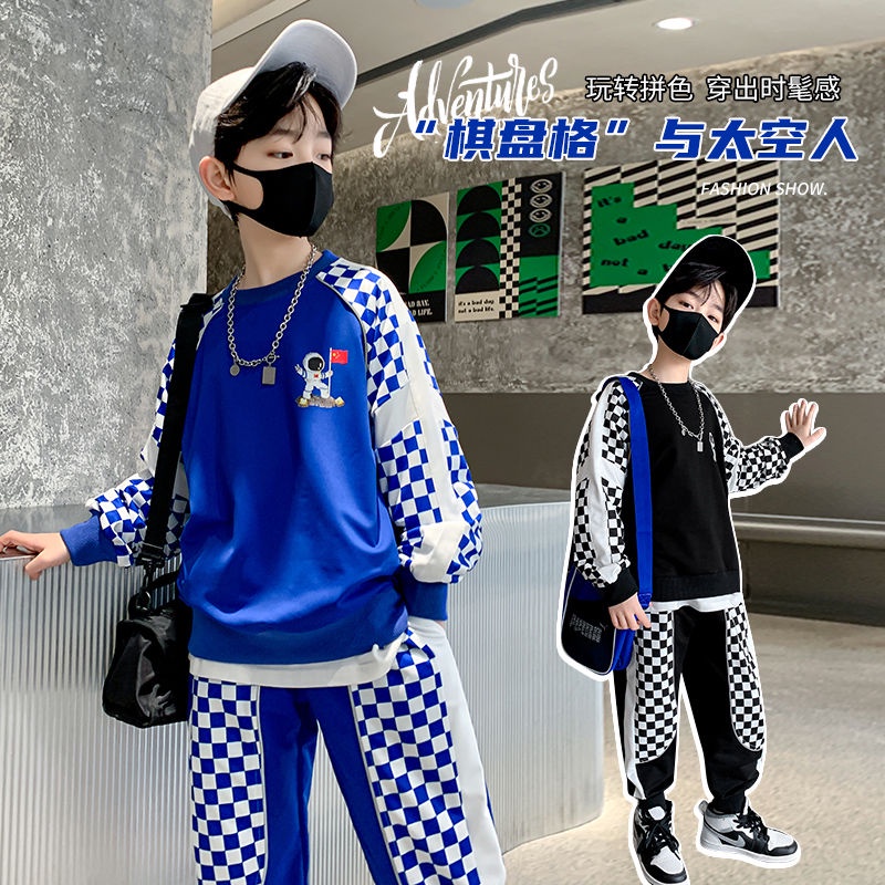 Set Đồ Thể Thao Phối Áo sweater Sọc Ca Rô Thời Trang 2022 Cá Tính Cho Bé Trai 2022 8.4