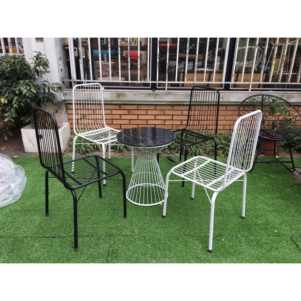 Ghế Tựa Nan Sắt - Ghế ban công sân vườn - HPGSCF 03| ghế sắt cafe ngoài trời