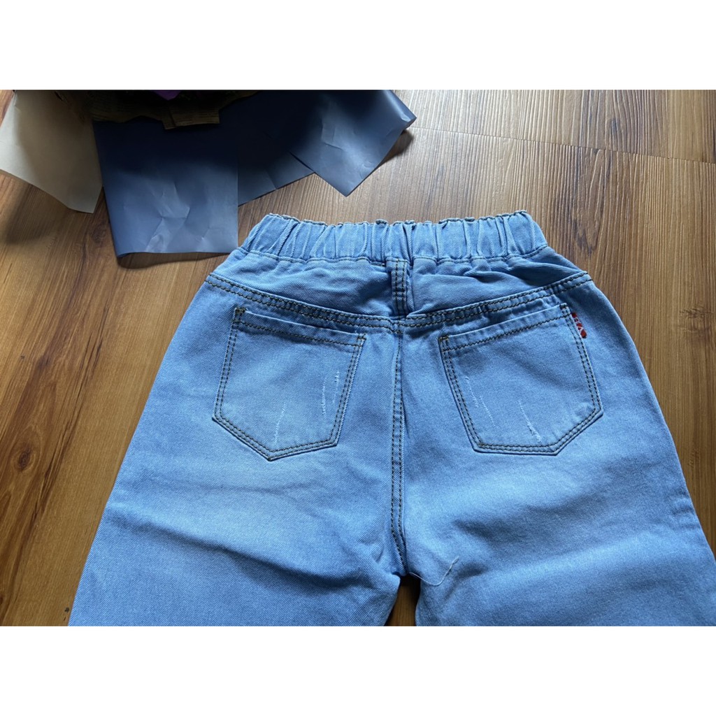 Quần Baggy Jean Nữ Lưng Thun Mẫu  Bo Chun Cào Xước Ảnh Thật