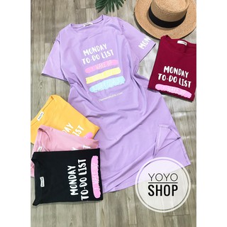 Đầm Bigsize Dáng Suông Váy Suông In Monday YoYo Màu Tím Form từ 50-75kg