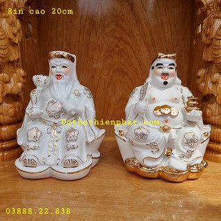 Cặp thần tài – ông địa sứ 8in cao 20 cm