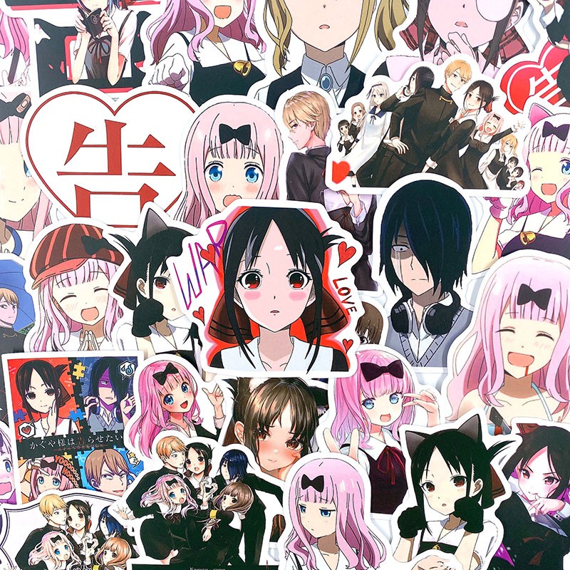 Y&P| Hình Dán Chống Nước Kaguya-Sama: Love Is War Nhật Bản Anime Mũ Bảo Hiểm Máy Tính Xách Tay Hành Lý Dán Thiết Lập, 50 tờ