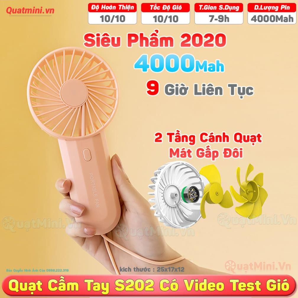 Quạt Cầm Tay 2 MoTor, Pin 4000Mah 9 tiếng liên tục , 12 Cánh Xiaomi S202 Dual Motor
