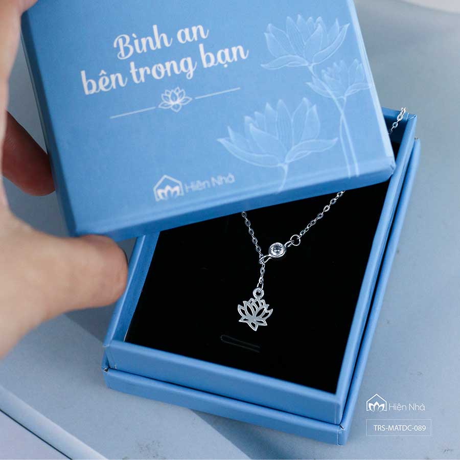 Mặt dây chuyền bạc S925 biểu tượng Hoa Sen đính đá - Trang sức Bình An - Hiên Nhà