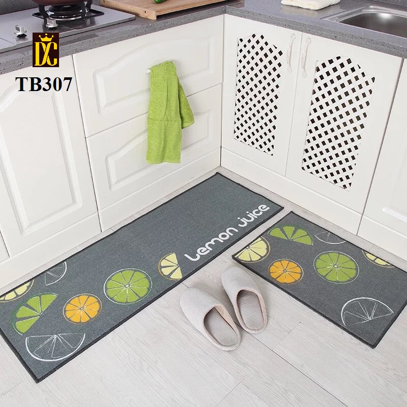 Bộ 2 Thảm Trải Sàn Bếp 3D Cao Cấp Siêu Thấm Mặt Đế Chống Trơn Trượt