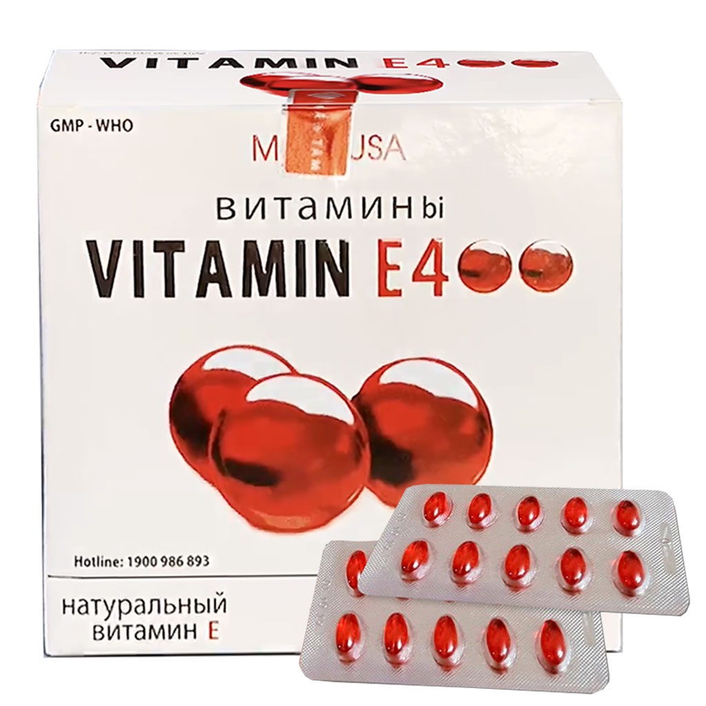 Vitamin E Đỏ 4000mcg, Aloe vera 500mg - Hỗ trợ giảm lão hóa da, giúp làm đẹp cho da chính hãng (Hộp 100 viên)