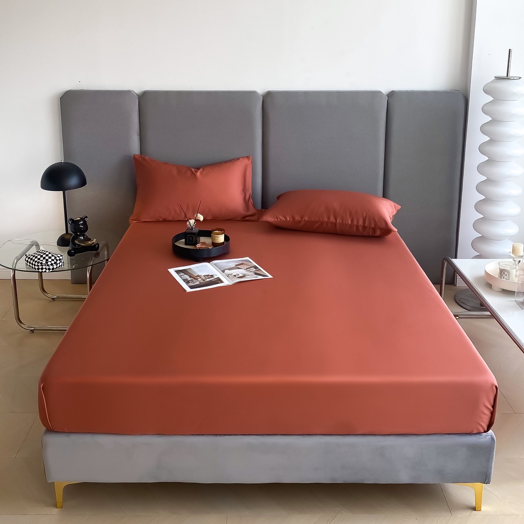 Bộ ga gối tencell 60s mềm mịn mát lạnh dành cho mùa hè-chất lụa siêu thoáng mát, miễn phí bo chun