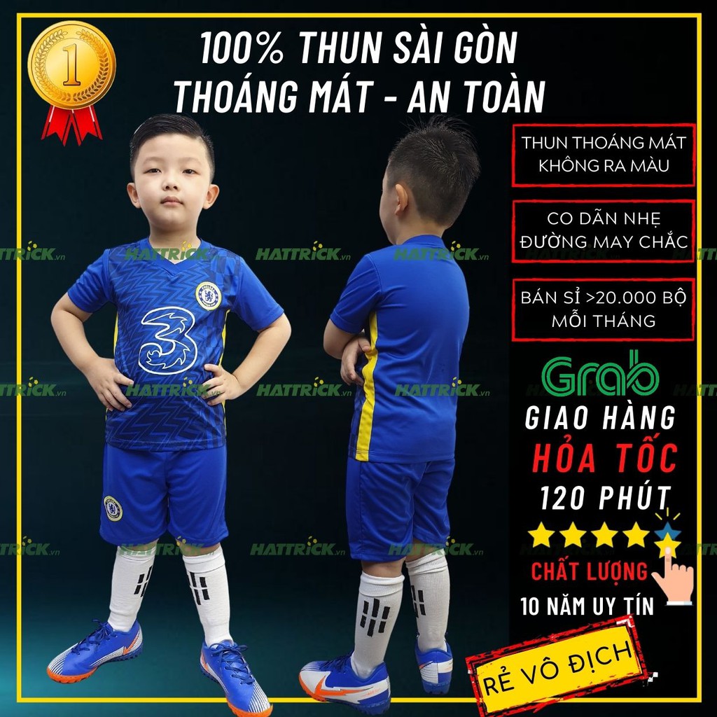 Đồ đá banh đá bóng trẻ em (11kg - 41kg) NHIỀU MẪU, thun Sài Gòn thoáng mát mềm mại, may chất lượng, xưởng sỉ toàn quốc