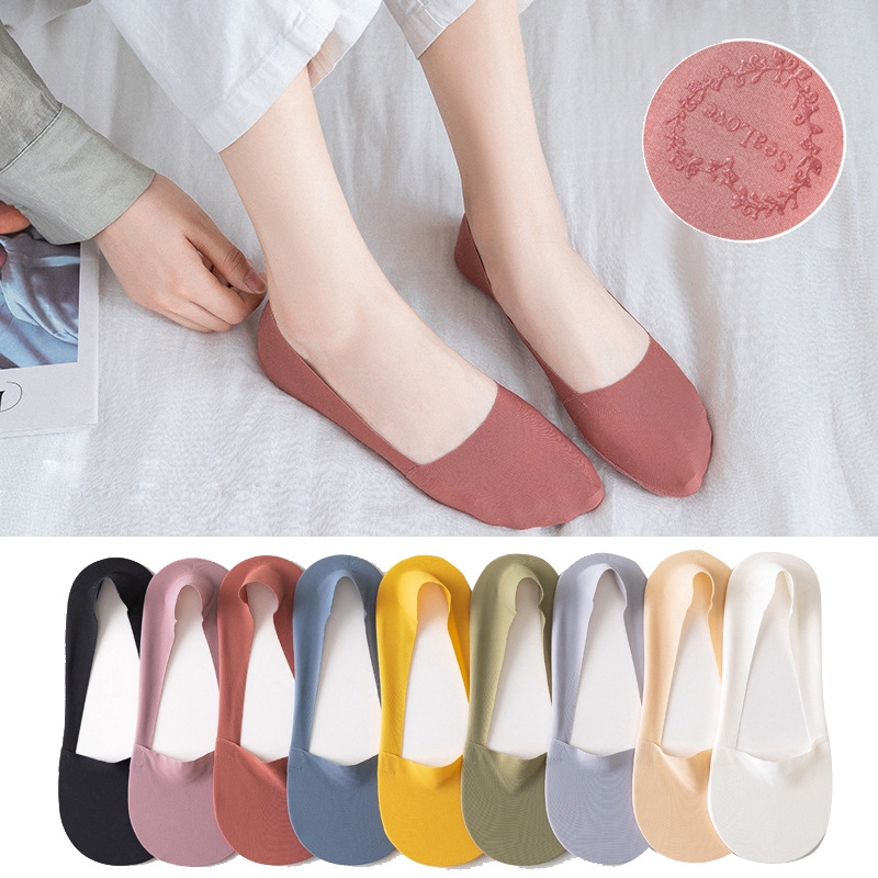 Vớ lụa lạnh siêu mỏng chống trơn màu trơn phong cách Hàn Quốc độc đáo dành cho nữ
