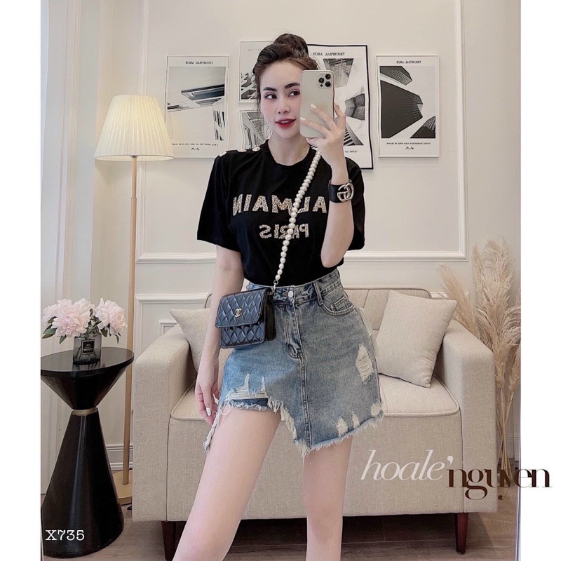 QUẦN VÁY JEANS RÁCH LƯNG CAO