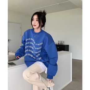 Áo Sweater Tay Dài Dáng Rộng In Chữ Kiểu retro Mỹ Xinh Xắn Cho Nữ