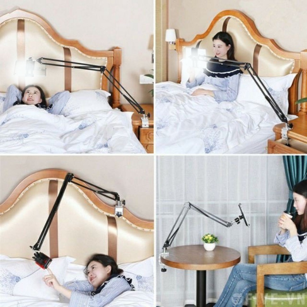 Giá Đỡ Điện Thoại Ipad Kẹp Đầu Giường đa năng xoay 360 độ