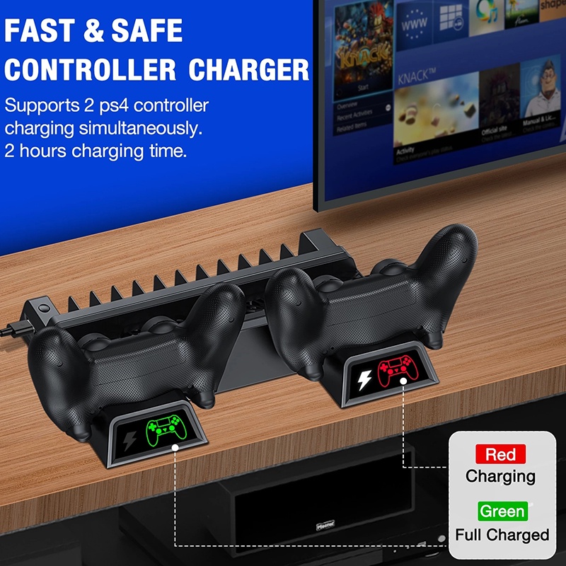 Đế Sạc Đứng Hai Quạt Tản Nhiệt Cho PS4 slim Pro Playstation 4Pro slim