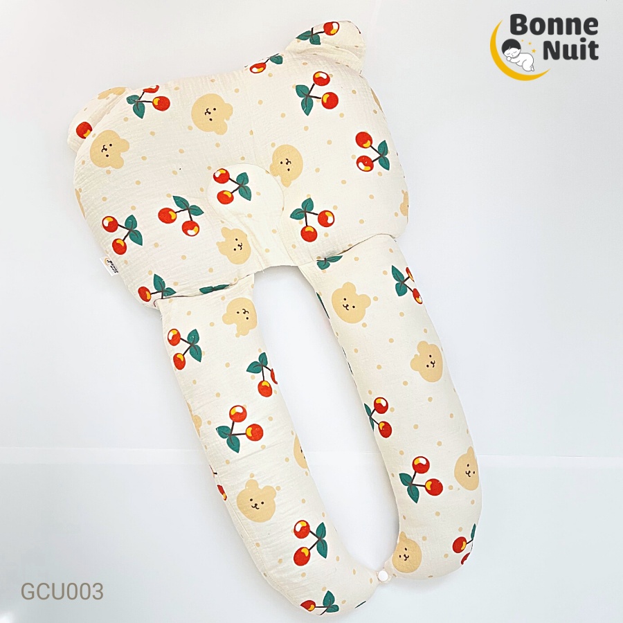 Gối ôm đa năng cho bé  Gối chữ U Bonne Nuit chất liệu xô Muslin cao cấp