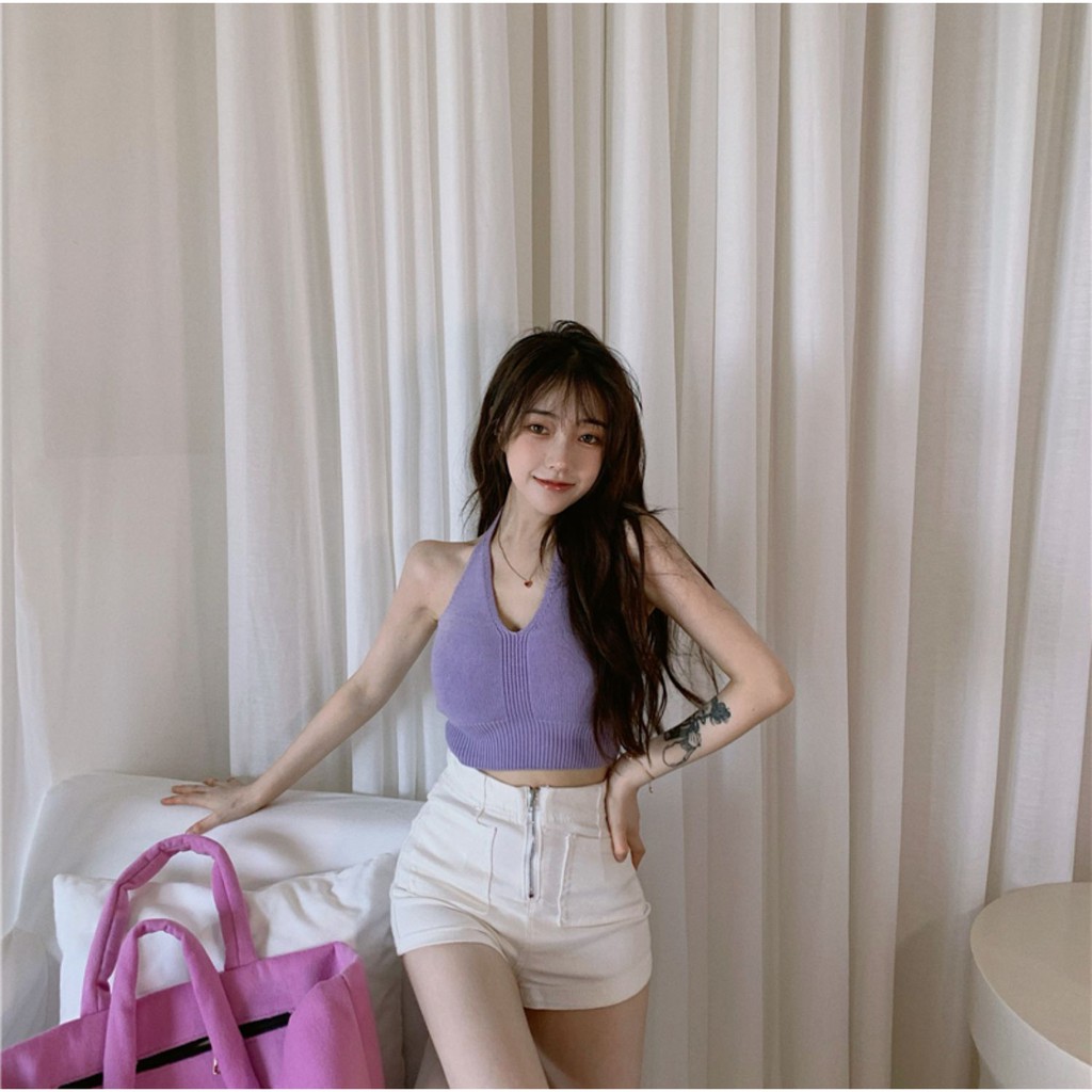 Áo hai dây áo kiểu nữ len dệt kim mùa hè cao cấp HQ YUKIBLOOM Áo hai dây nữ croptop len tặng quà ngẫu nhiên AK09 | BigBuy360 - bigbuy360.vn