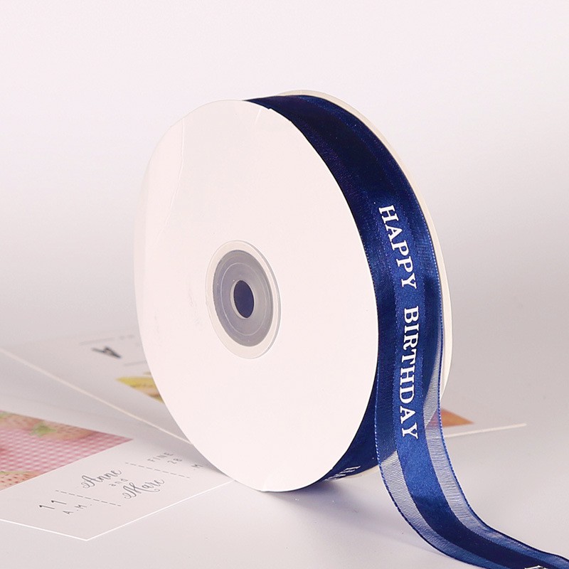 Ruy băng Happy birthday đẹp trang trí bánh kem