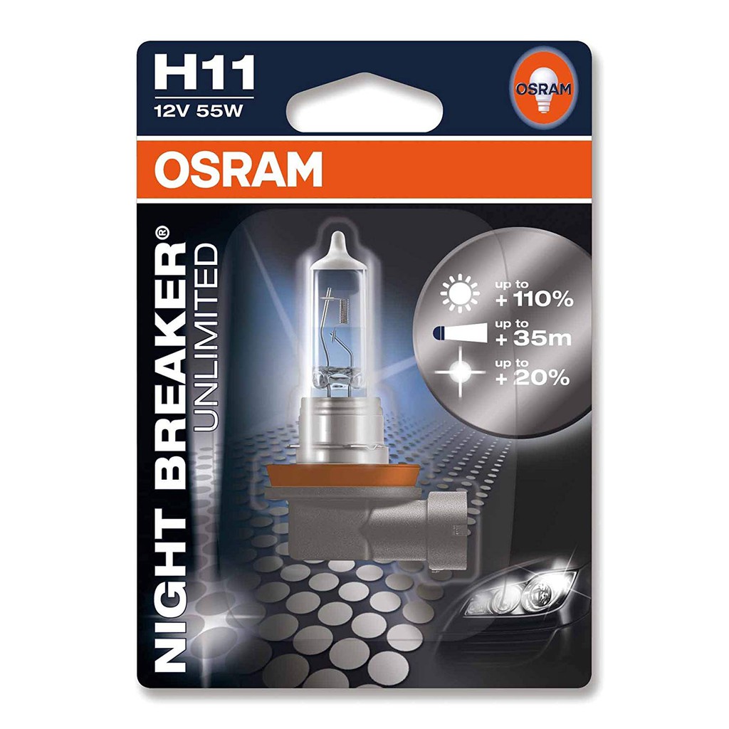 Bóng đèn tăng sáng H11 Osram Night Breaker Unlimited 12V-55W chính hãng ( 1 đôi)