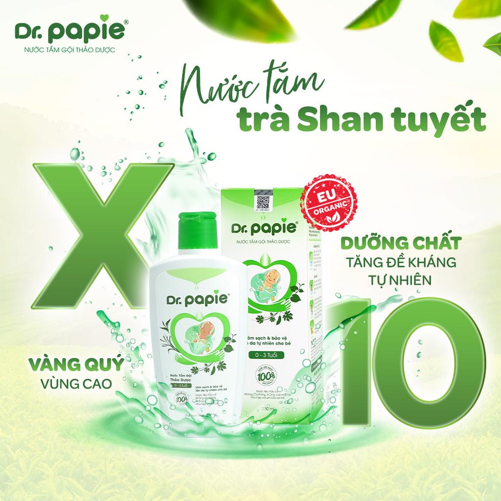 Combo 1 Chai Nước Tắm Thảo Dược Dr Papie 230ml và 1 Hộp Khăn Lau Hạ Sốt Dr Papie 25 Chiếc