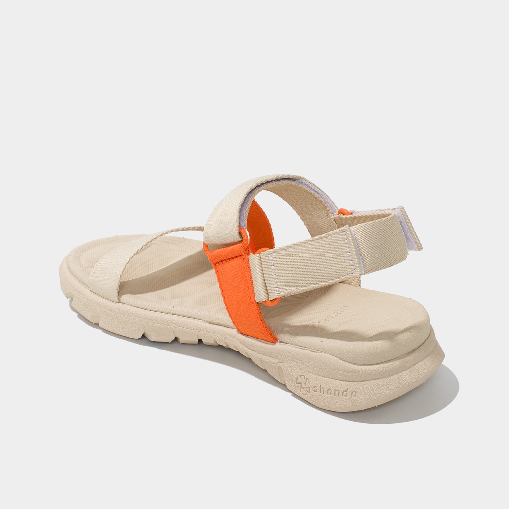 Giày Sandals Nam Nữ Shondo F6 Ombre Sport Đế Be Phối Quai Cam F6S2580