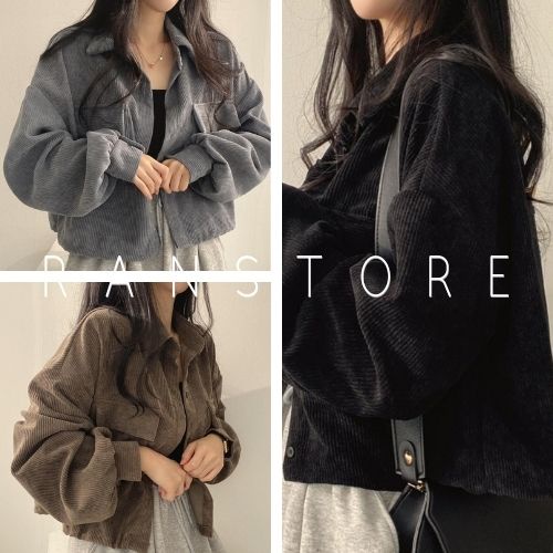 Áo sơ mi thiết kế túi hộp chất nhung/ Áo sơ mi nữ dài tay mặc đi học, đi làm ba màu dễ phối đồ_ranstore