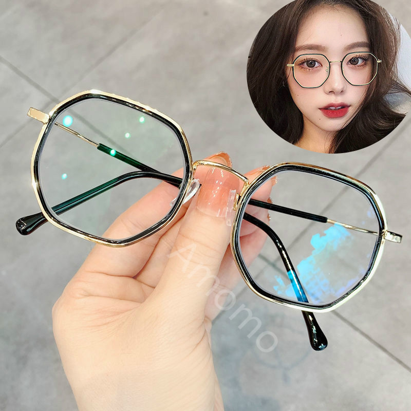 kính cận có độ -1.0~6.0 /Kính cận chống tia sáng xanh phong cách hàn quốc cho nữ/gọng kính cận kim loại gọng vuông/kính thời trang nam nữ