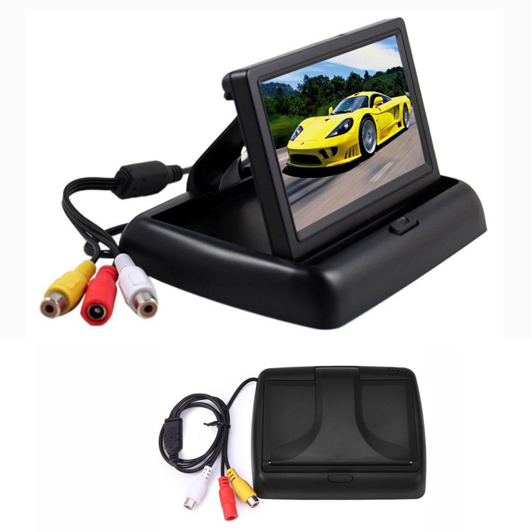 Bộ Màn Hình Gấp LCD 4.3" Và Camera Lùi 4 Led Siêu Nét Cho Ô Tô BSJ-4062