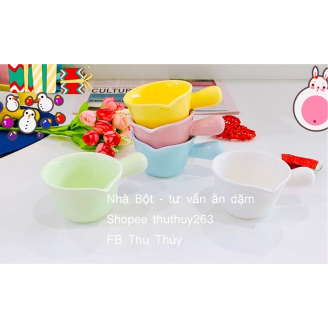 Bát Ăn Dặm cho bé gốm sứ hình Gáo rót tay béo 80ml