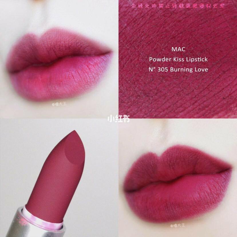 Son MAC Powder Kiss Lipstick Màu 305 Burning Love Tím Mận Cá Tính