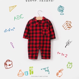 Body cổ sơ mi kẻ sọc đen đỏ chất thô mềm dày dặn size : 59-66-73-80-90cm