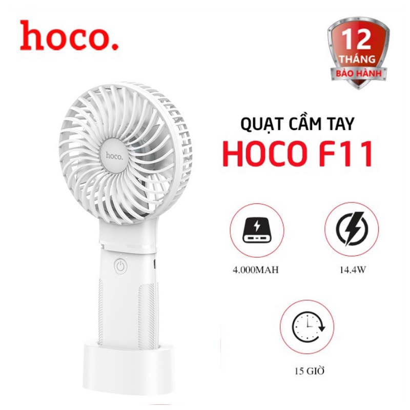 [Kèm pin dự phòng 4000mah] Quạt mini cầm tay 14.4W Hoco F11