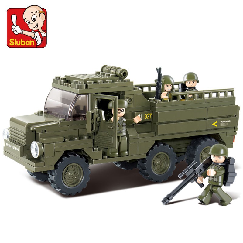 230 PCS Sluban Building Blocks Educational Kids Construction Toy Army APC Tank Military Jeep B0301