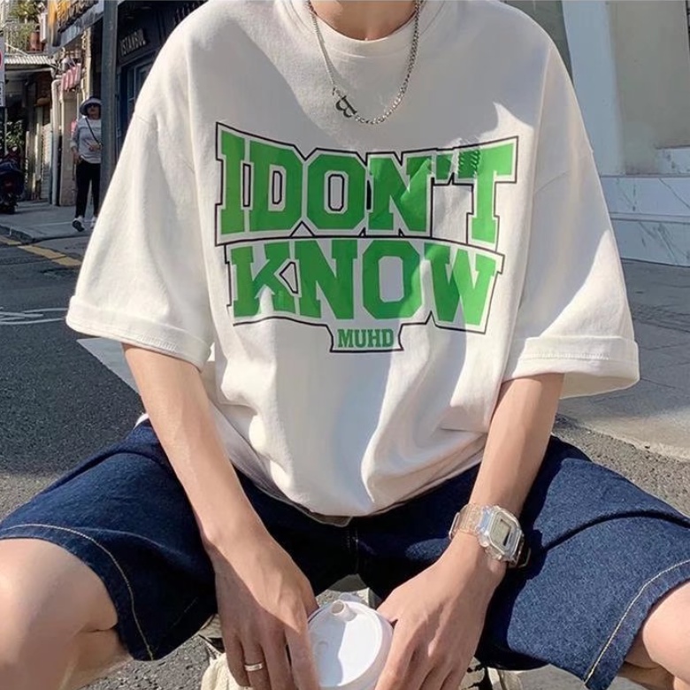 Áo Thun Tay Ngắn In Chữ Thời Trang Dành Cho Nam Áo Phông Nửa Tay đơn Giản Màu Xanh Lá Cây