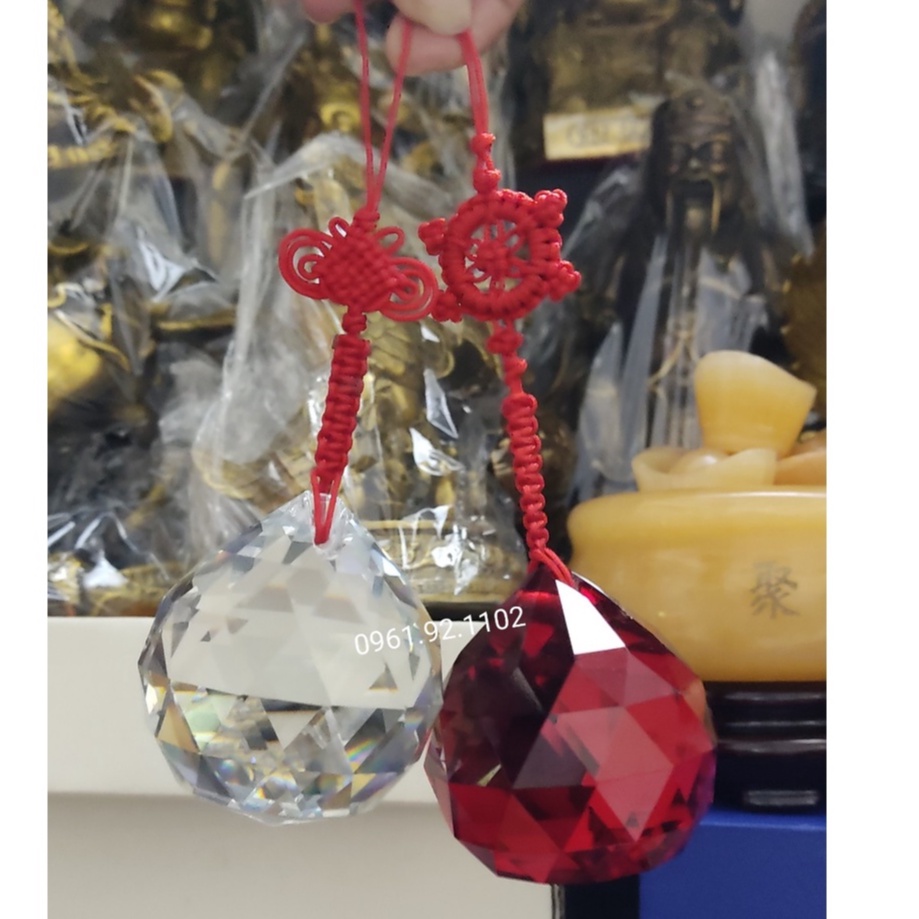 Quả cầu Treo thủy tinh  vát cạnh phong thủy sai 5cm các màu