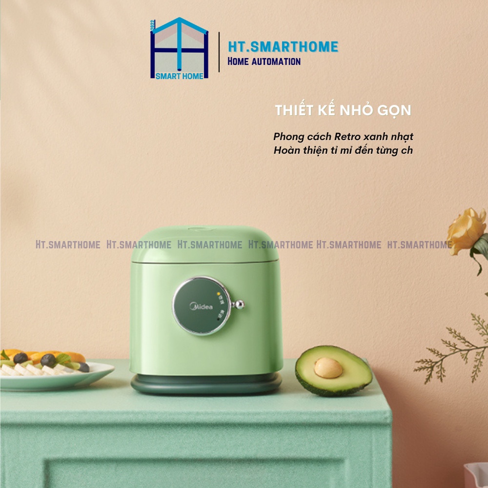Nồi cơm điện nút gài đa năng mini Midea 418C -  Dung tích 1.2L phù hợp cho gia đình nhỏ, kiểu dáng cổ đển