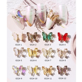 CẶP Bướm Đá Pha lê 9D Đính Móng GS24