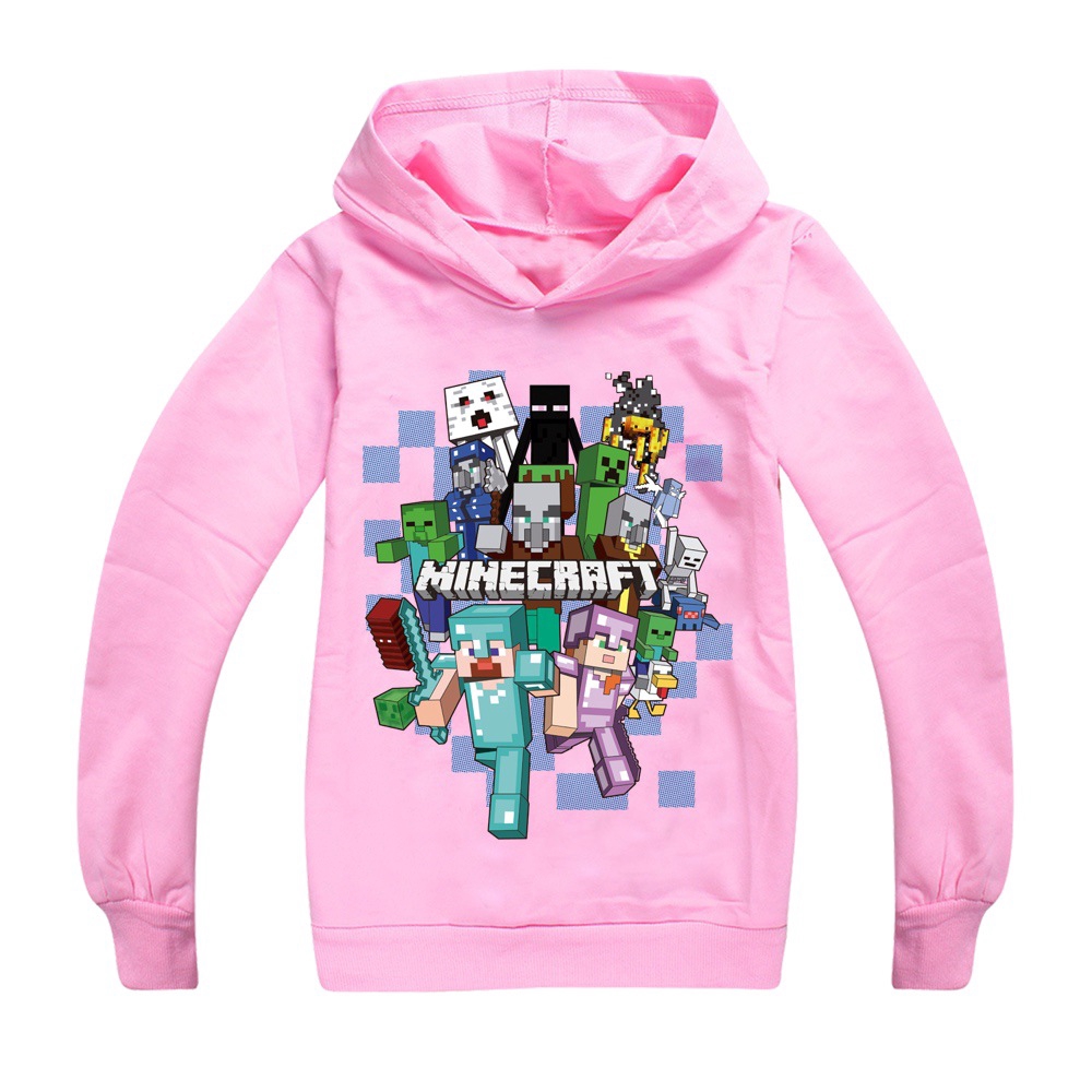 Áo Hoodie Dài Tay In Hình Game Minecraft Cho Bé Trai Từ 4-15 Tuổi