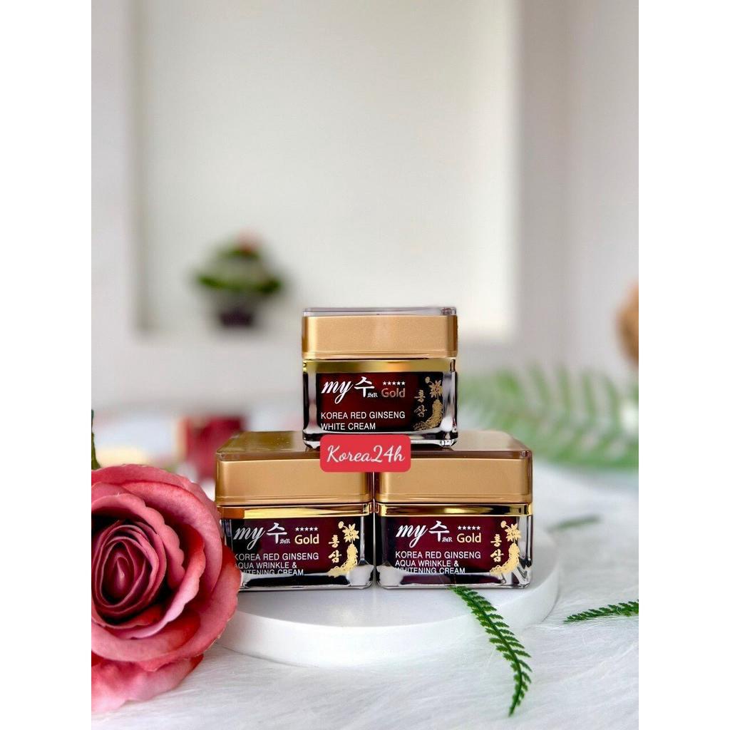 Kem Sâm Hàn Quốc My Gold Korea Red Ginseng Aqua Wrinkle & White Cream 50ml Giúp Da Trắng Sáng & Căng Mịn Tự Nhiên