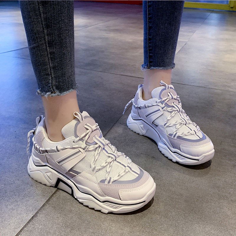 Giày thể thao nữ viền phản quang Ulzzang cao cấp màu sắc cá tính - Giày sneakers nữ form chuẩn