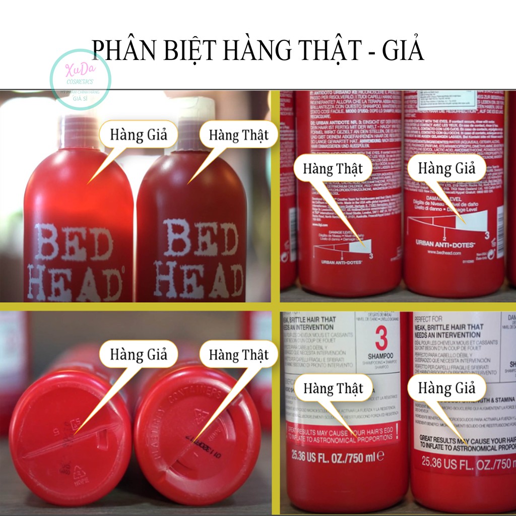 Dầu gội tigi đỏ tigi bed head cặp gội xả 750ml x2 chai phục hồi tóc hư tổn cấp độ 3 bản Mỹ