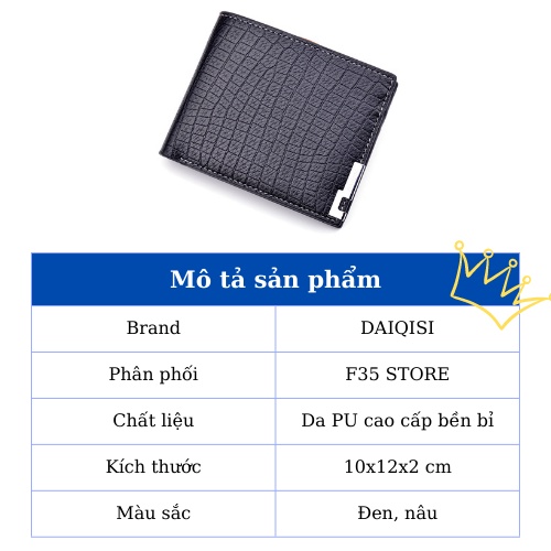Ví nam / bóp nam -DAIQISI- da cao cấp dáng đựng mini đựng tiền, đựng thẻ F35STORE_V11